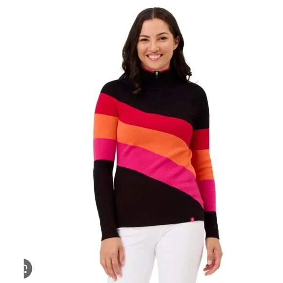 NWT Krimson Klover Cochran 1/4 Zip Sweater Black Color Block W's L MSRP$139 - Picture 5 of 14